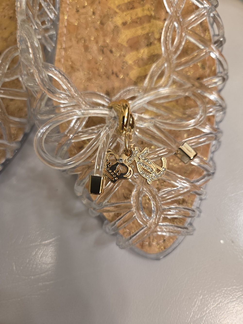 Juicy Couture Clear Jelly Slip-On Flats with Gold Charms - Picture 5 of 5